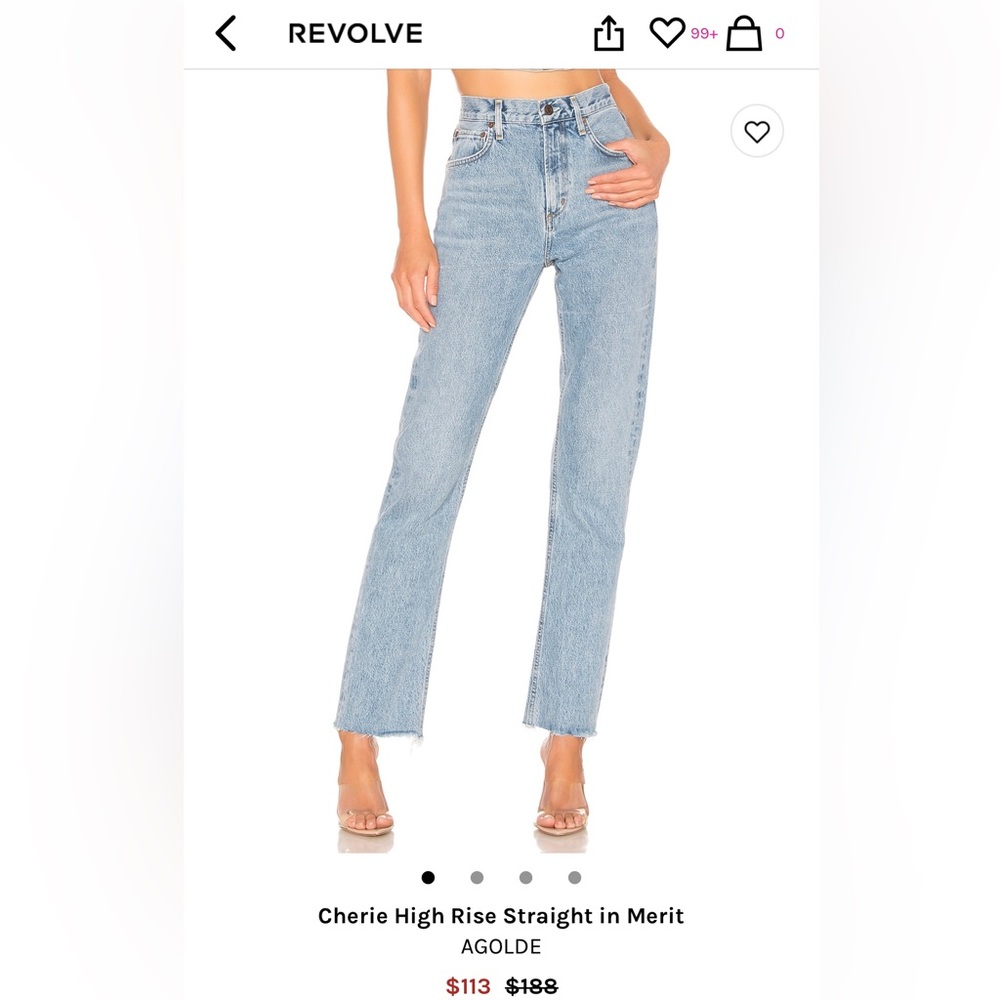 Revolve Agolde Cherie High rise straight jean size 26
